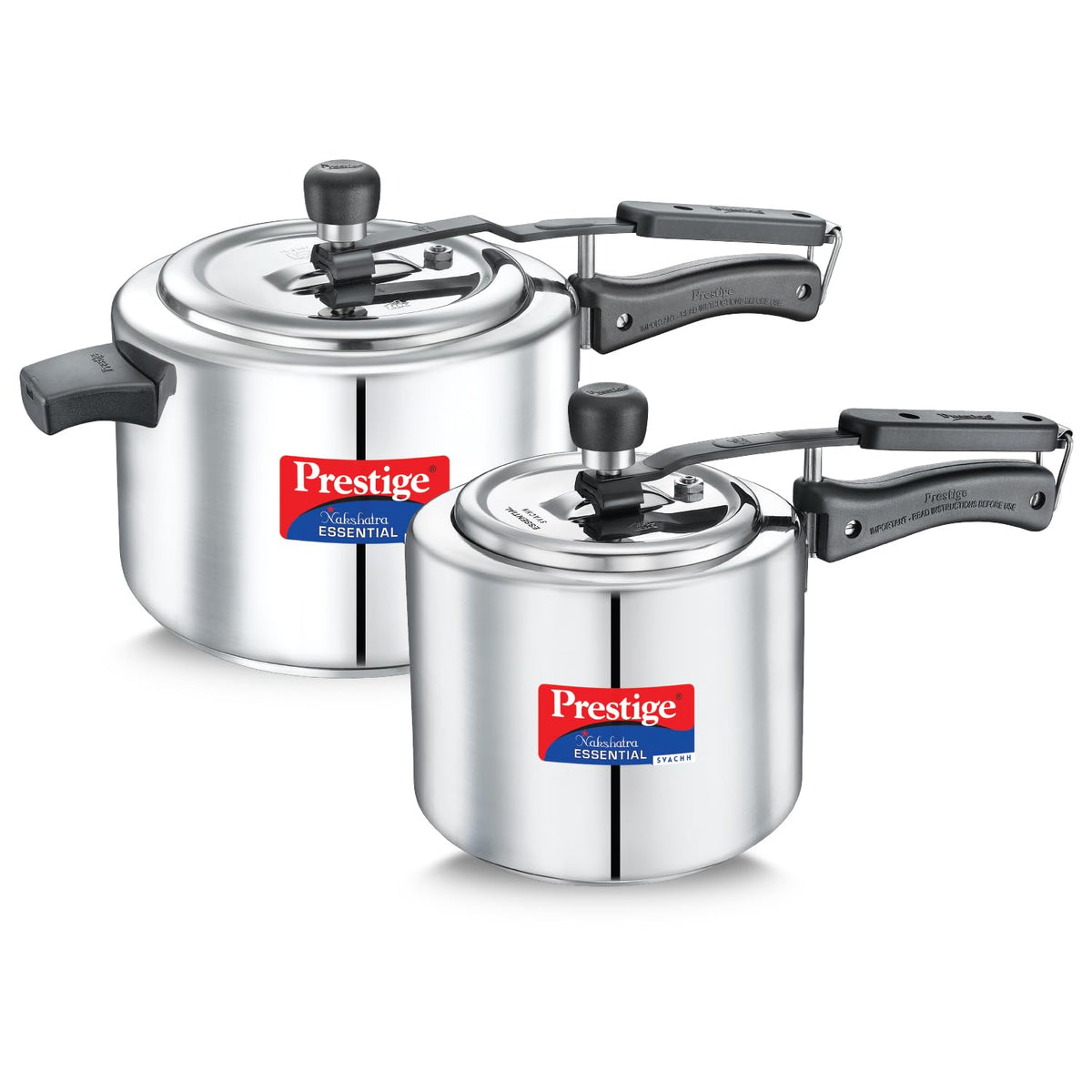 Prestige Nakshatra Essential Svachh Stainless Steel Pressure Cooker Combo — 5L + 3L