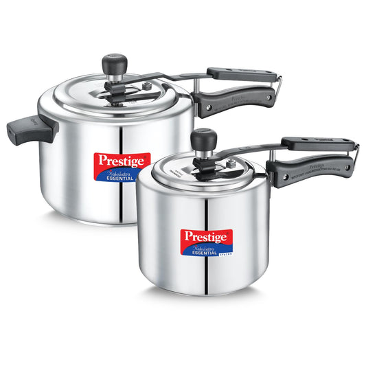 Prestige Nakshatra Essential Svachh Stainless Steel Pressure Cooker Combo — 5L + 3L