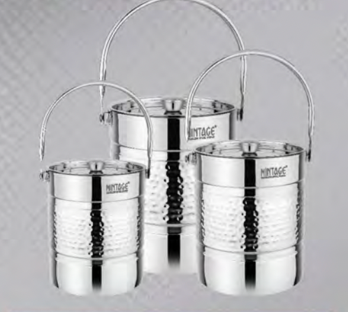 Mintage Barni Platinum Hammered Stainless Steel Storage Container