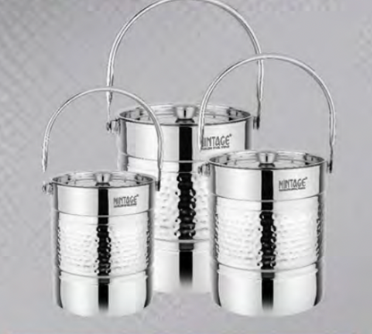 Mintage Barni Platinum Hammered Stainless Steel Storage Container