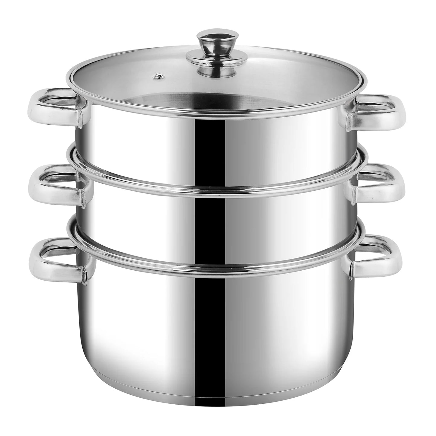 3 TIER STEAMER SET [WITH GLASS LID]  (Induction-Friendly, 2.5 mm Base Thickness)
