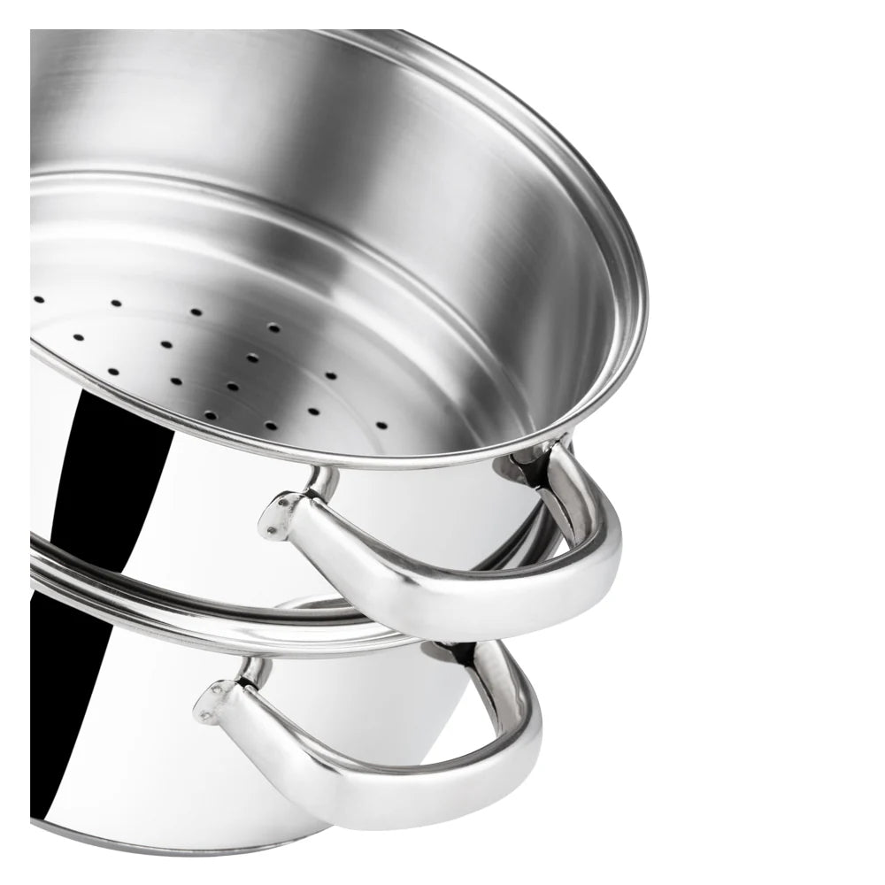 2 TIER STEAMER SET [WITH GLASS LID]  (Induction-Friendly, 2.5 mm Base Thickness)