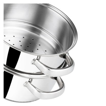 2 TIER STEAMER SET [WITH GLASS LID]  (Induction-Friendly, 2.5 mm Base Thickness)