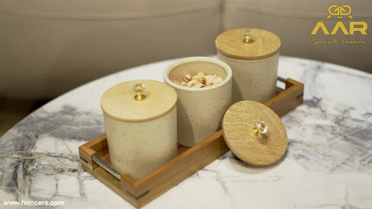AAR Teak Dry Fruit Set - 3 Jar
