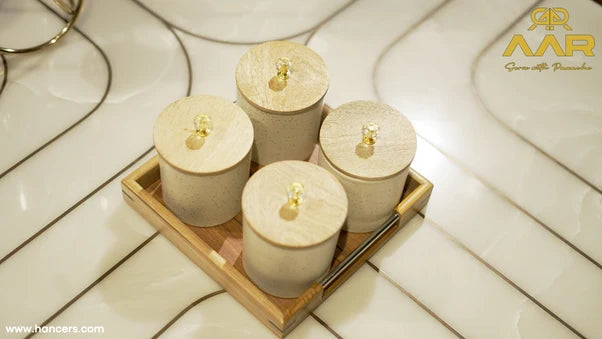 AAR Teak Dry Fruit Set - 4 Jar