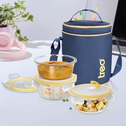 Treo All Fresh Borosilicate Glass Tiffin Set of 3