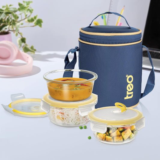 Treo All Fresh Borosilicate Glass Tiffin Set of 3