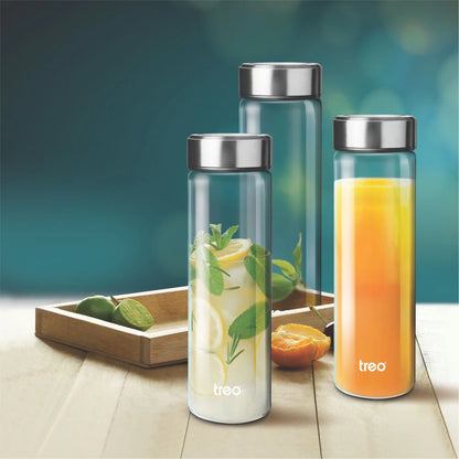 Treo Crysta Wide Mouth Glass Water Bottle 1 Litre