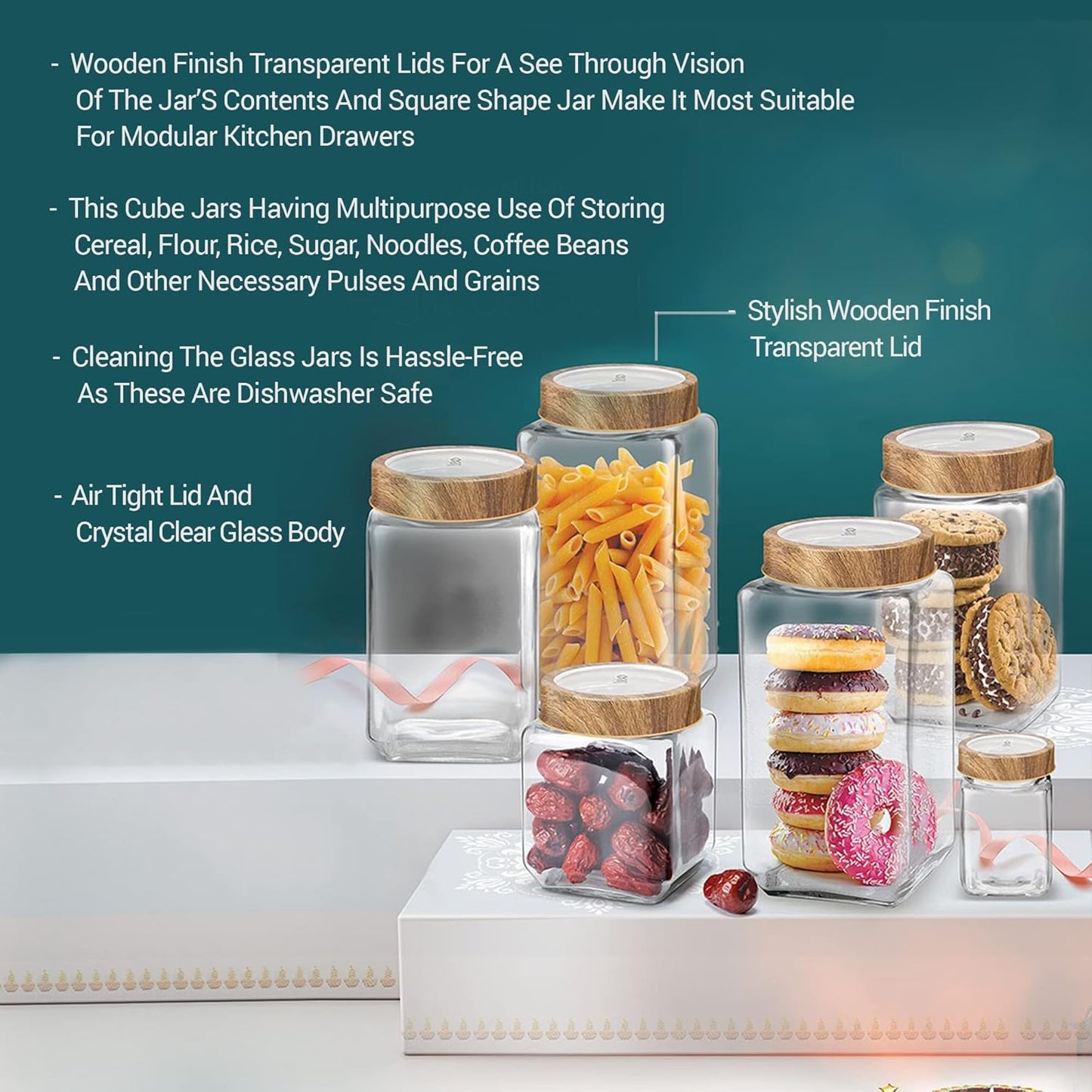 Milton Woody Cube Glass Storage Jar