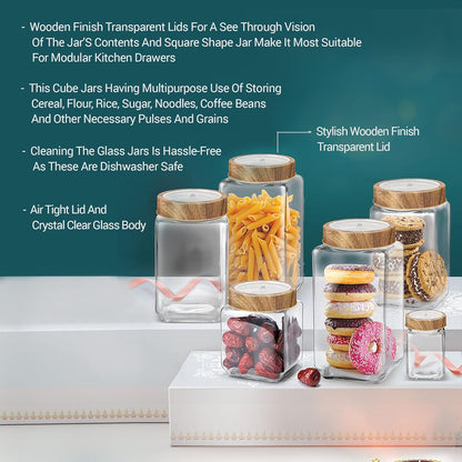 Milton Woody Cube Glass Storage Jar
