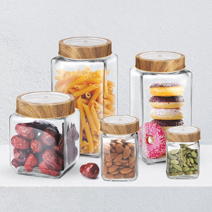Milton Woody Cube Glass Storage Jar