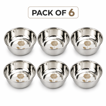 Vestasa Vinod Stainless Steel katori Mirror Polished, Pack of 6