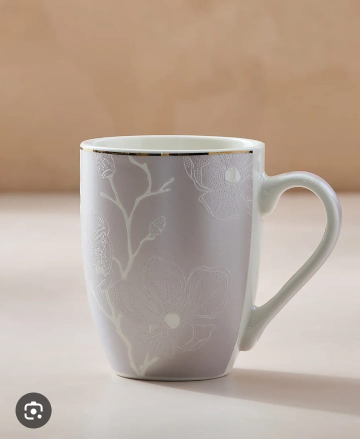 Magnolia Floral Ceramic Mug with Gold Rim (Set of 3 · Buy 1 Get 2 Free)