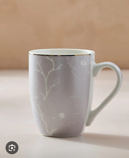 Magnolia Floral Ceramic Mug with Gold Rim (Set of 3 · Buy 1 Get 2 Free)