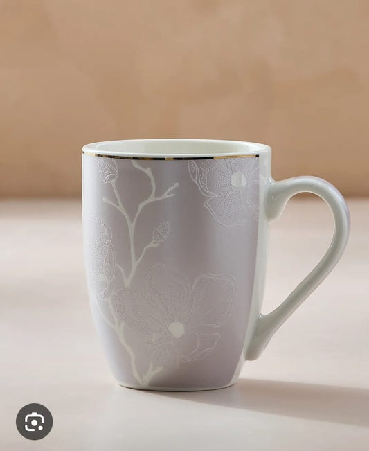 Magnolia Floral Ceramic Mug with Gold Rim (Set of 3 · Buy 1 Get 2 Free)