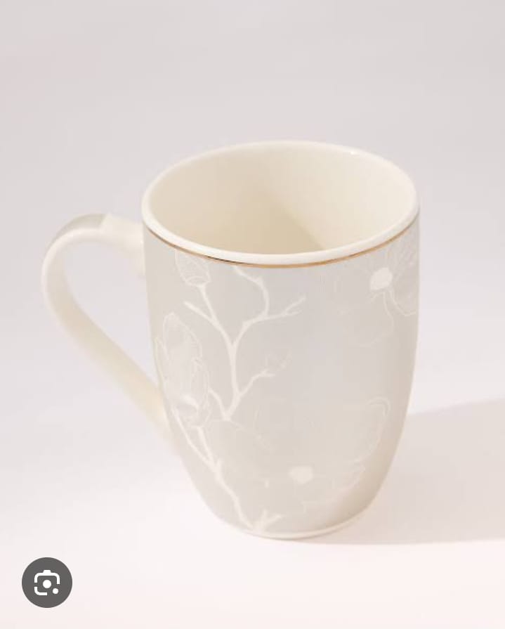 Magnolia Floral Ceramic Mug with Gold Rim (Set of 3 · Buy 1 Get 2 Free)