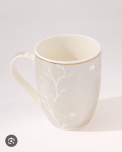 Magnolia Floral Ceramic Mug with Gold Rim (Set of 3 · Buy 1 Get 2 Free)