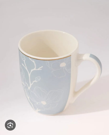 Magnolia Floral Ceramic Mug with Gold Rim (Set of 3 · Buy 1 Get 2 Free)