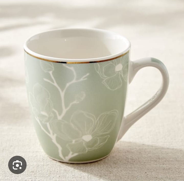 Magnolia Floral Ceramic Mug with Gold Rim (Set of 3 · Buy 1 Get 2 Free)