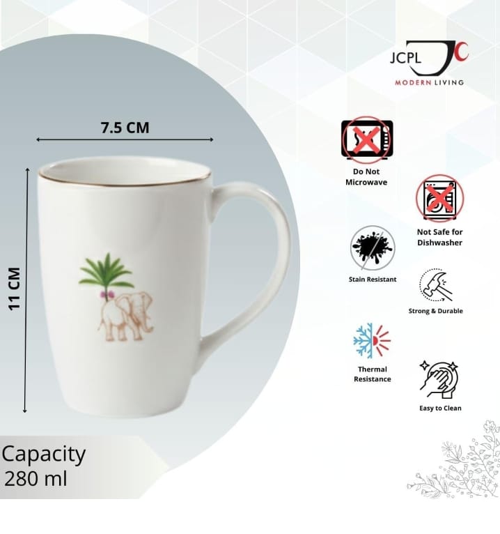 JCPL Modern Living Safari Ceramic Coffee Mug, 280ml (Set of 3 · Buy 1 Get 2 Free)