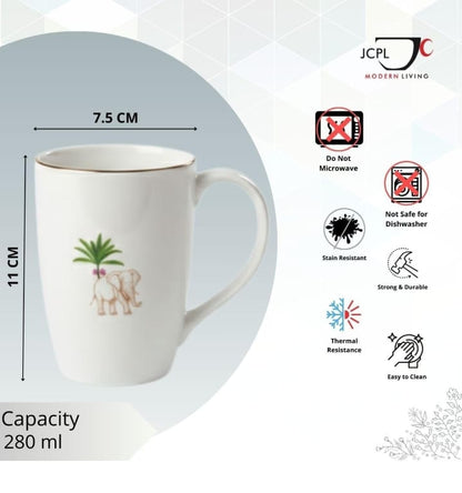 JCPL Modern Living Safari Ceramic Coffee Mug, 280ml (Set of 3 · Buy 1 Get 2 Free)