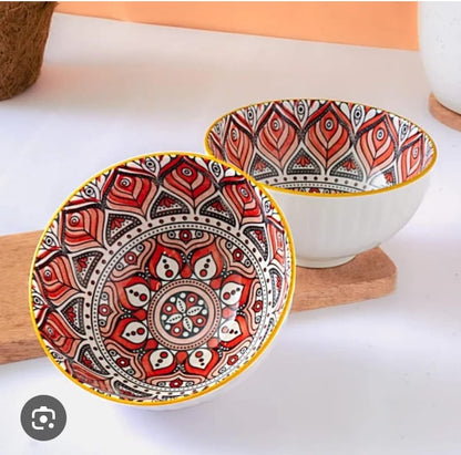 Peacock Mandala Ceramic Bowl (Set of 3 · Buy 1 Get 2 Free)