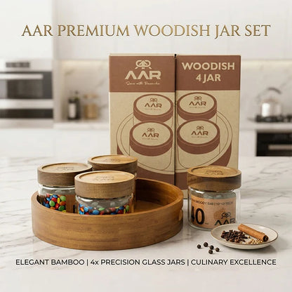 AAR Woodish Round Dry Fruit Set - 4 Jar