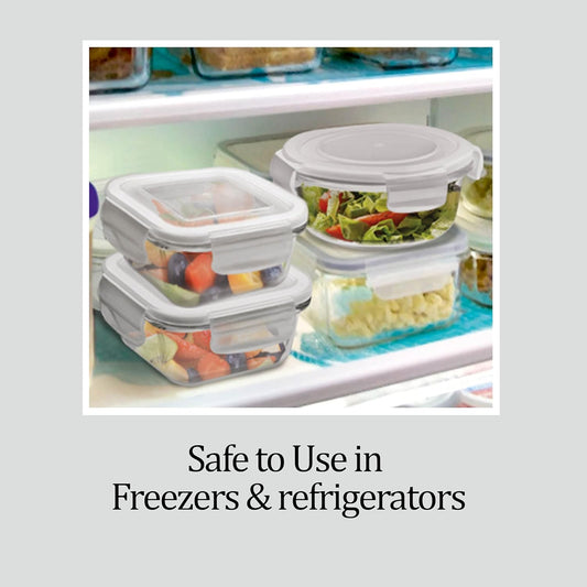 Treo All Fresh Square Glass Tiffin with Insulated Jacket, 2 x 400 ml