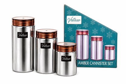 Vestasa AMBER Stainless Steel Kitchen Storage Canister Set