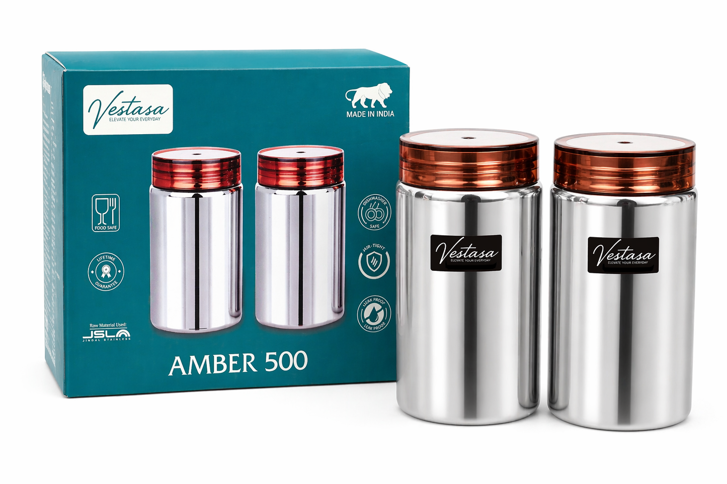 Vestasa AMBER Stainless Steel Kitchen Storage Canister Set