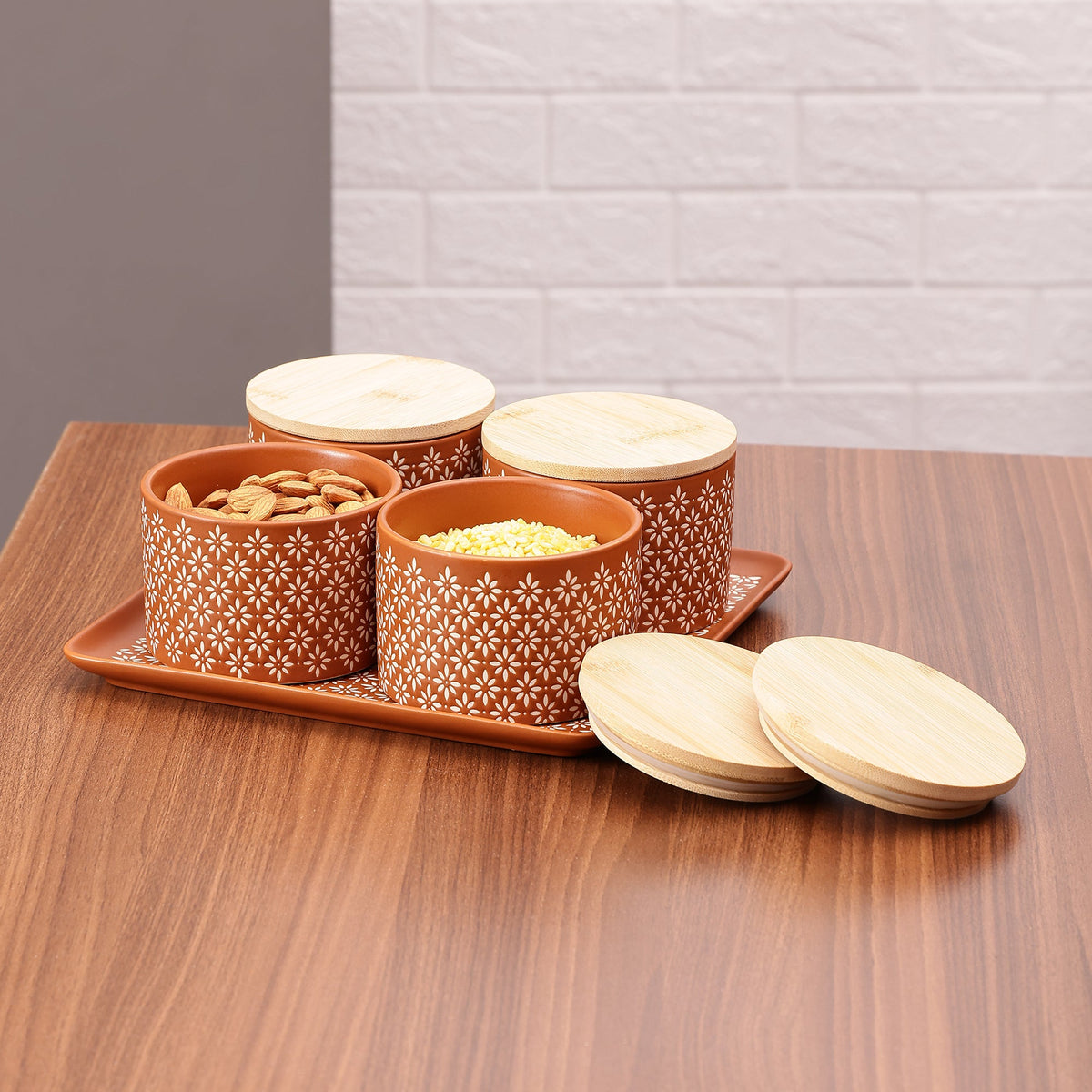 AAR Ceramica Dry Fruit Set - 4 Jar