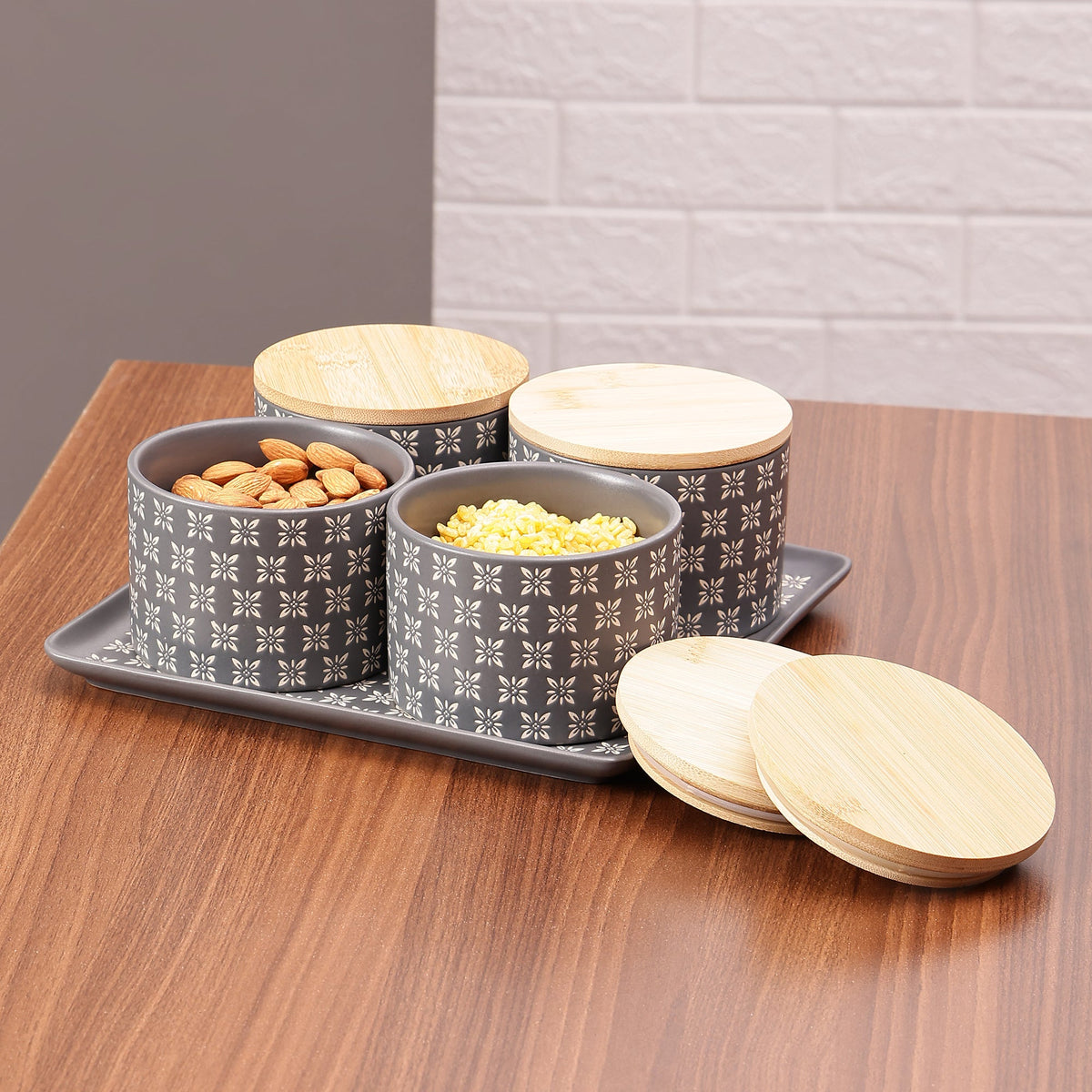 AAR Ceramica Dry Fruit Set - 4 Jar