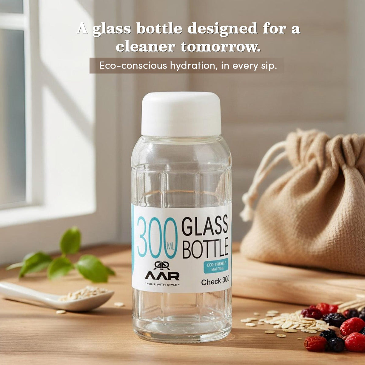 Check 300 Plastic Lid Glass Bottle