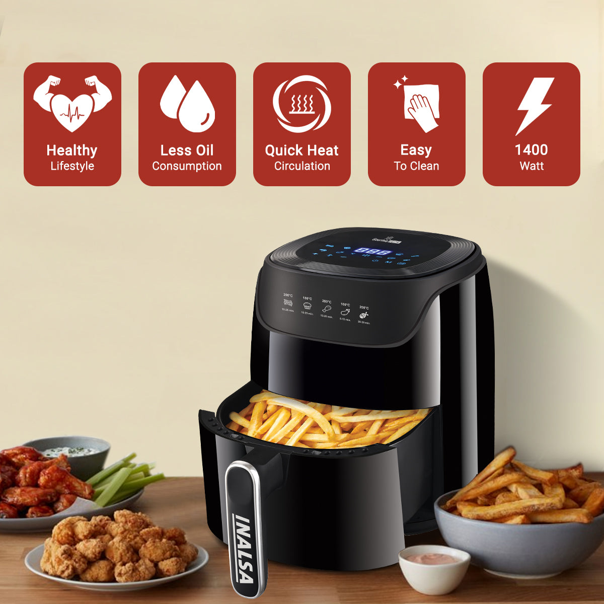 Inalsa Gourmia Digital 4.2L Air Fryer 1400 W