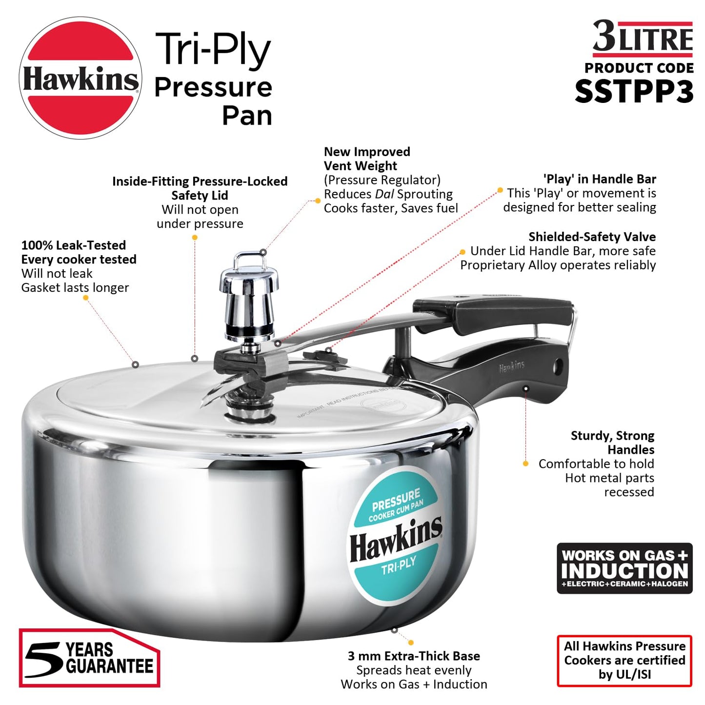 Hawkins Tri-Ply Pressure Cooker Cum Pan