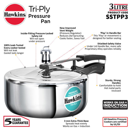 Hawkins Tri-Ply Pressure Cooker Cum Pan