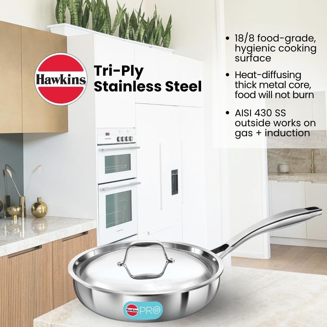 Hawkins Pro Tri-Ply Stainless Steel Frying Pan