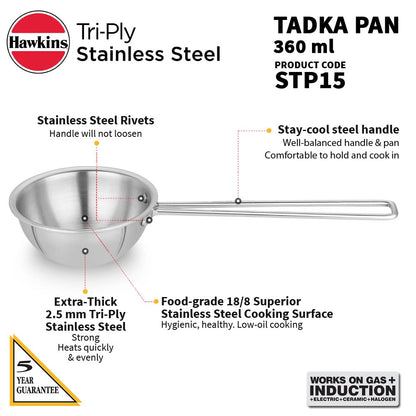 Hawkins Tri-Ply Stainless Steel Tadka Pan