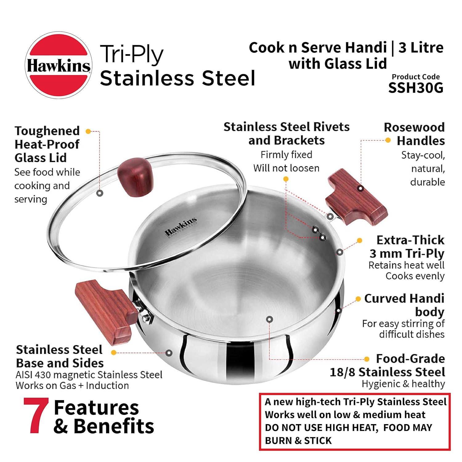Hawkins Tri-Ply Stainless Steel Handi