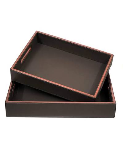 AAR Leatherite Rectangle Serving Tray Set of 2