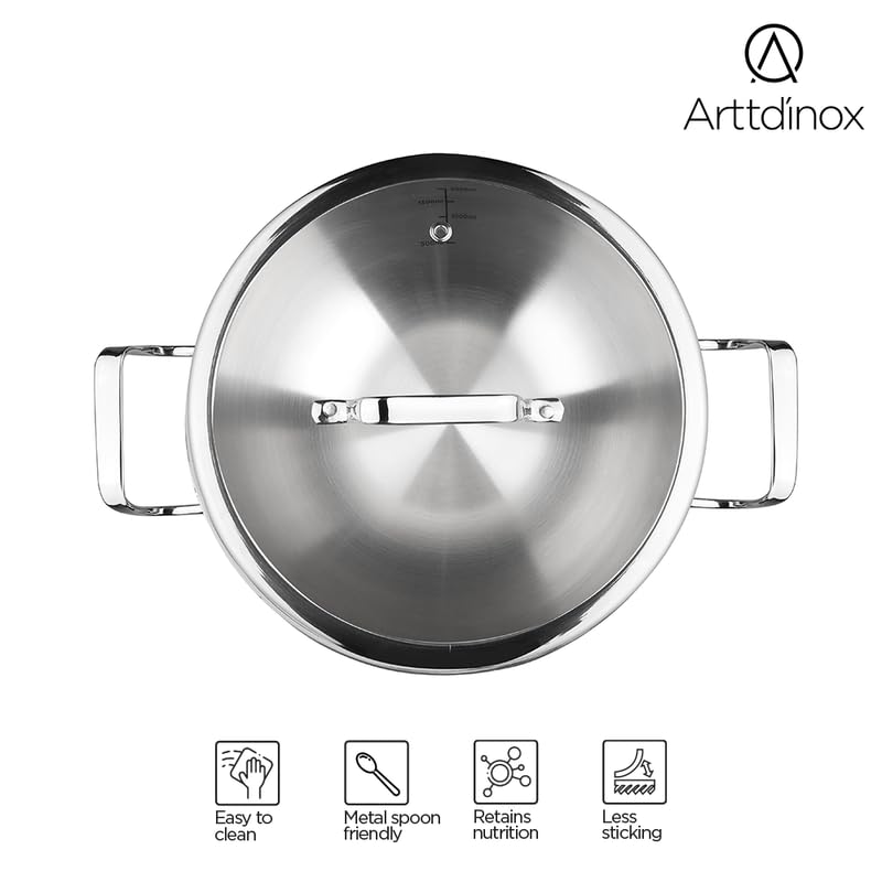 Arttdinox Reflecto Kadhai Stainless Steel Triply