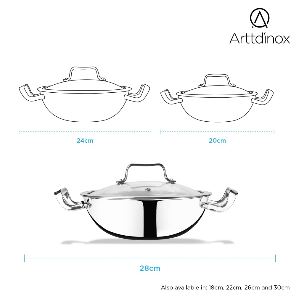 Arttdinox Reflecto Kadhai Stainless Steel Triply