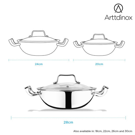 Arttdinox Reflecto Kadhai Stainless Steel Triply