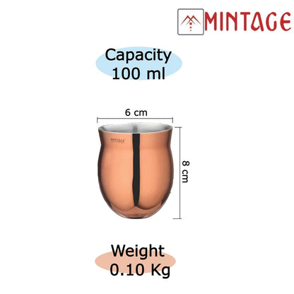 Mintage Double Wall Kullad Set of 4 150ml Rosegold