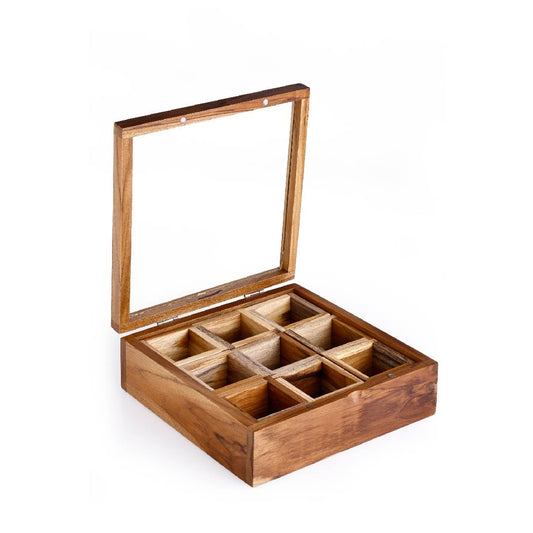 Crystal T/W Rectangle Spice Box 9 Bowls
