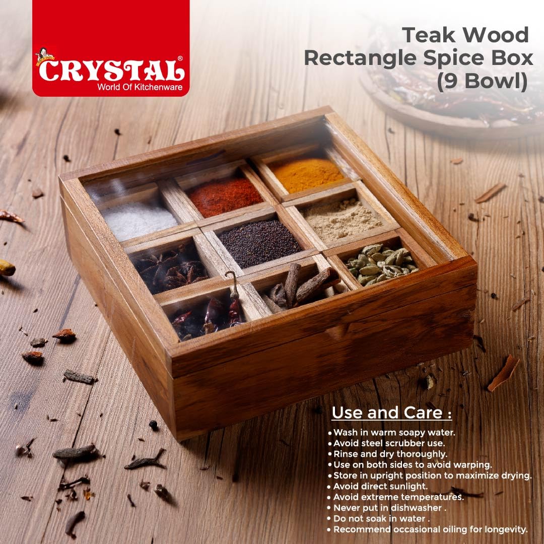 Crystal T/W Rectangle Spice Box 9 Bowls