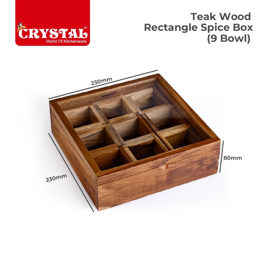Crystal T/W Rectangle Spice Box 9 Bowls