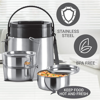 Milton Steel Classic-3 Thermoware Tiffin, 3 x 320 ml