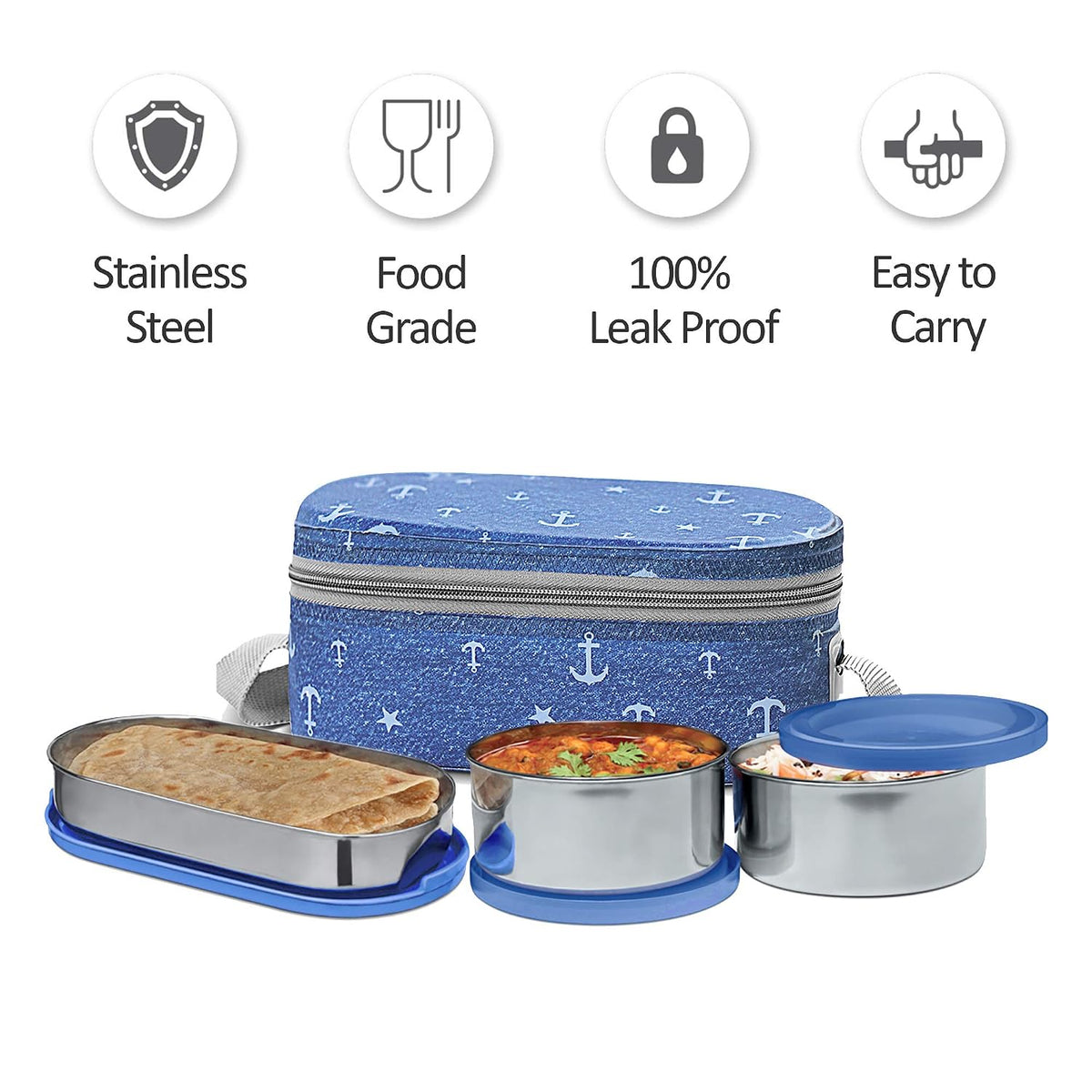 Milton Corporate Steel Softline Tiffin, 3 Containers