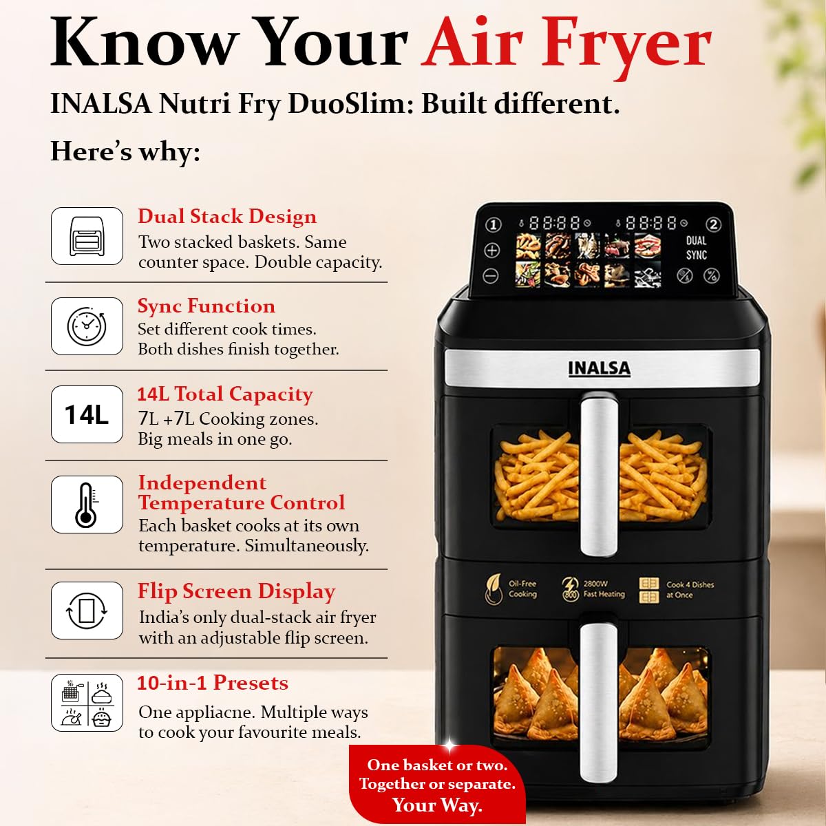 Inalsa Nutri Fry Dual Zone Air Fryer 2100 W